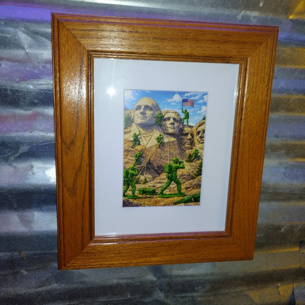 Plastic Army Men Climbing Mt Rushmore Framed Art Print By Neon Nicho